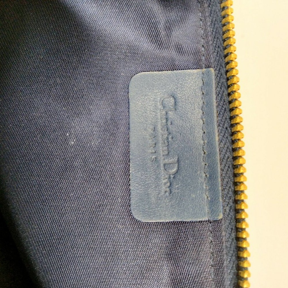 100% Authentic Christian Dior Blue Canvas Hand Bag - Picture 8 of 10